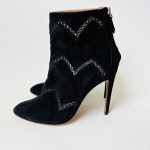ALAIA Paris black suede pointed toes heeled booties, Size 39